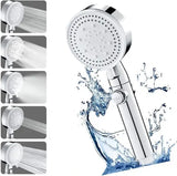 High Pressure Water-Saving Hand Shower Head, 5 Spray Types, Handheld Bathroom Shower Head, Easy-Clean Nozzle, Chrome Finish