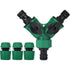 Garden Hose Connector, Garden Hose End, Y Hose Splitter, Garden Hose Tap Adapter, Gardena Connector with 2 Valve Outlets for Garden Tap, Green Finish