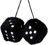 Replacement Pair of 2.75" Fuzzy Dice with Leather Dots Retro Car Rearview Mirror Hanging Accessories for Car Decoration (Black)_qcx, Made of Fabric