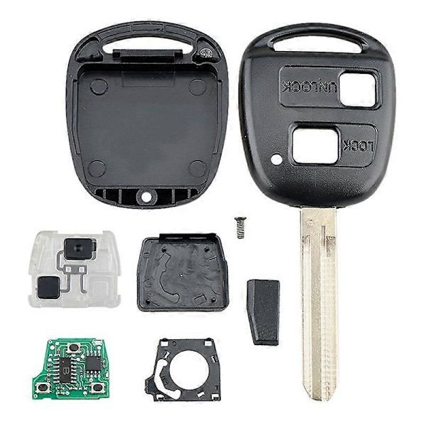 Car smart key with 2 buttons, 4C chip, Replacement for  Toyota Corolla 2001-2007 304MHZ, Made of Plastic, Black Color