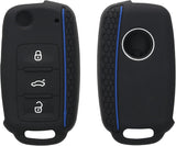 Reliable Professional Black Blue Car Key Cover Compatible with VW Skoda Seat 3-Button C, Great Value, Easy to Use