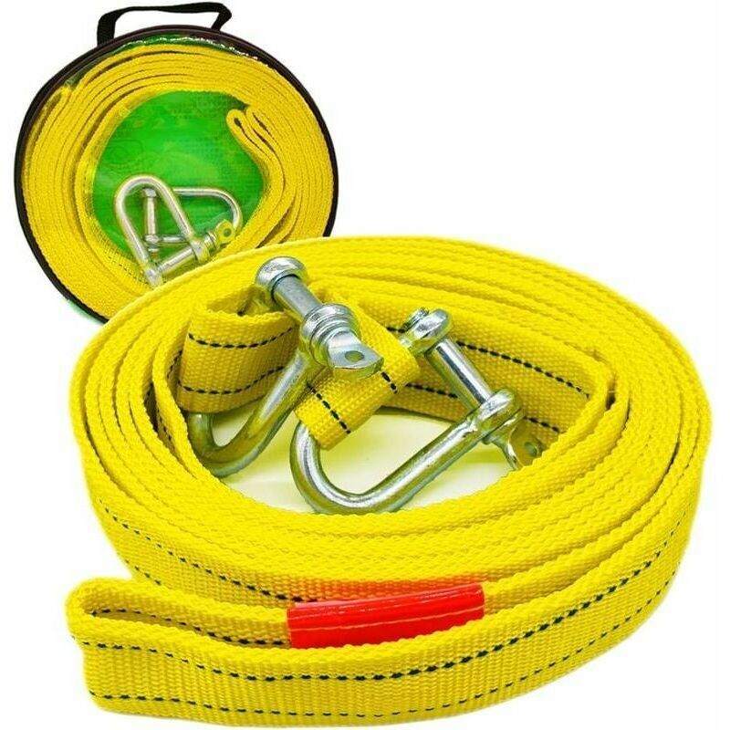 Heavy duty towing strap with two D-ring safety hooks for winch, 5 ton capacity and 5 m length..DEBUNS, Replacement Part