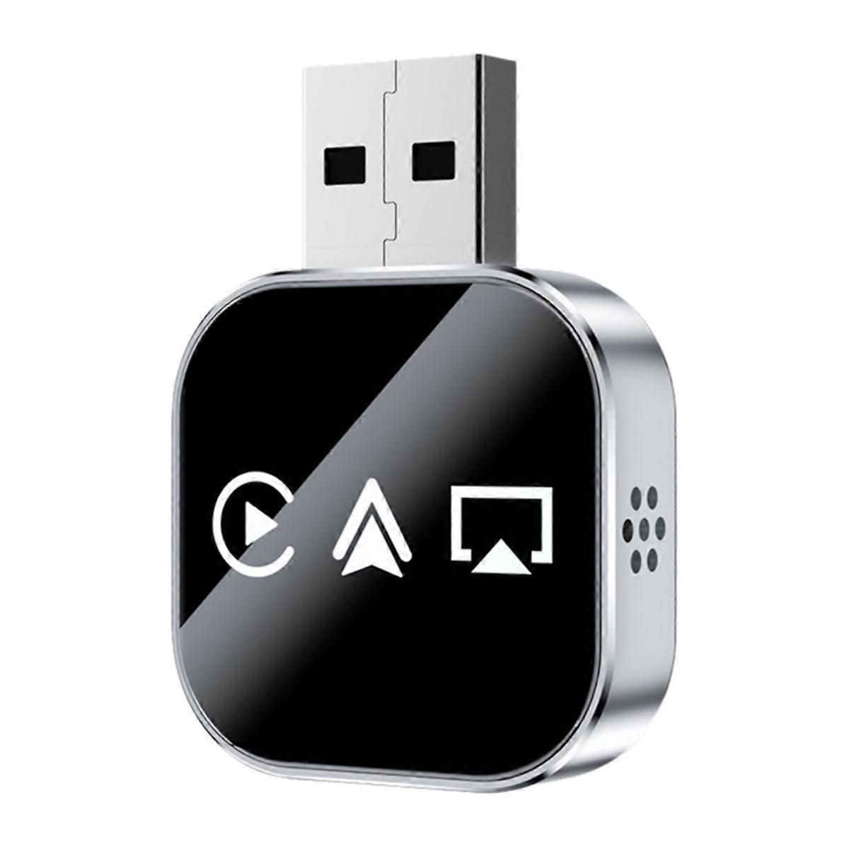 3-in-1 Wireless CarPlay Adapter Smart CarPlay AirPlay Android Auto USB Dongle Wired CarPlay to Wireless, Metal material, Black/Silver Color Options