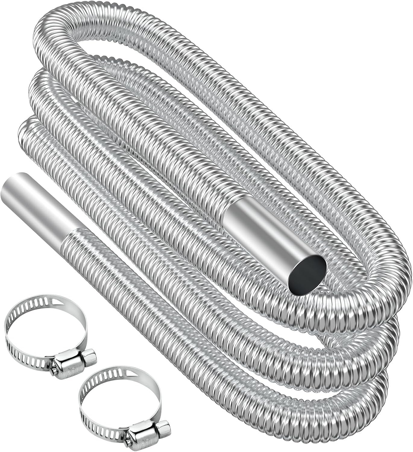 Air heater hose, 300 cm Diameter 2.5 cm stainless steel exhaust pipe, parking heater pipe with 2 hose clamps, for parking heater 300CM