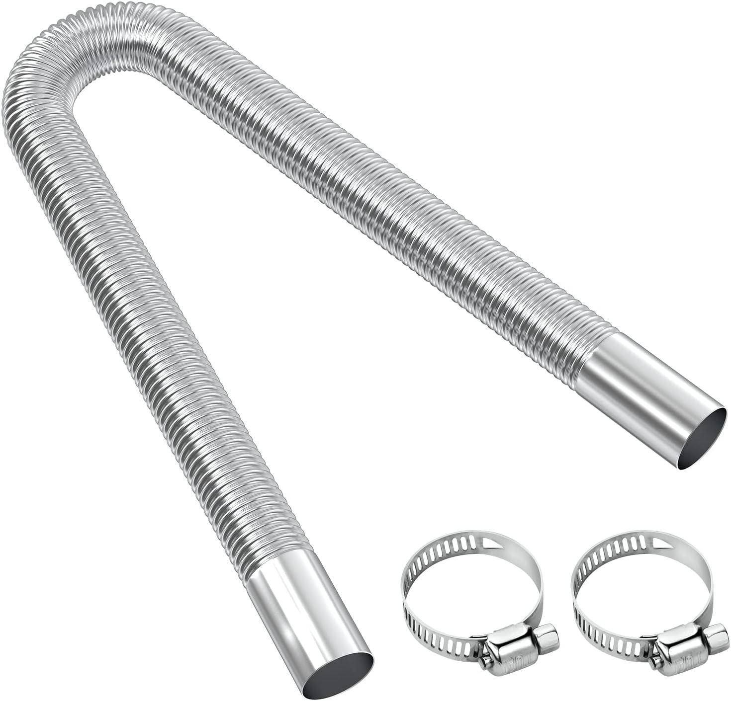 Exhaust pipe for parking heater, 60 cm stainless steel exhaust pipe Car exhaust pipe with 2 stainless steel clamps for diesel heater 60cm