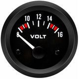 Universal 12V Voltmeter Gauge 52mm/2in (8-16V) for Car, Compatible with Most Vehicles, Aluminum Alloy material, Black/White Color Options
