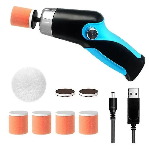 Cordless Car Polisher, Mini Portable Polishing Tool Kit for Car Care with 12V 2000MAh Charger, Microfiber + Metal material, Black/Blue Color Options