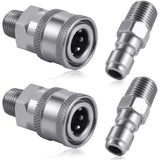 Pressure Washer Coupler Set, 1/4 Inch NPT Stainless Steel Quick Connector Male Female External Thread, Cleaning Use