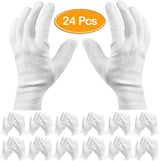 Pack of 24 White Cotton Gloves Work Gloves Cosmetic Hydration Gloves for Dry Hands and Eczema, Jewelry Inspection