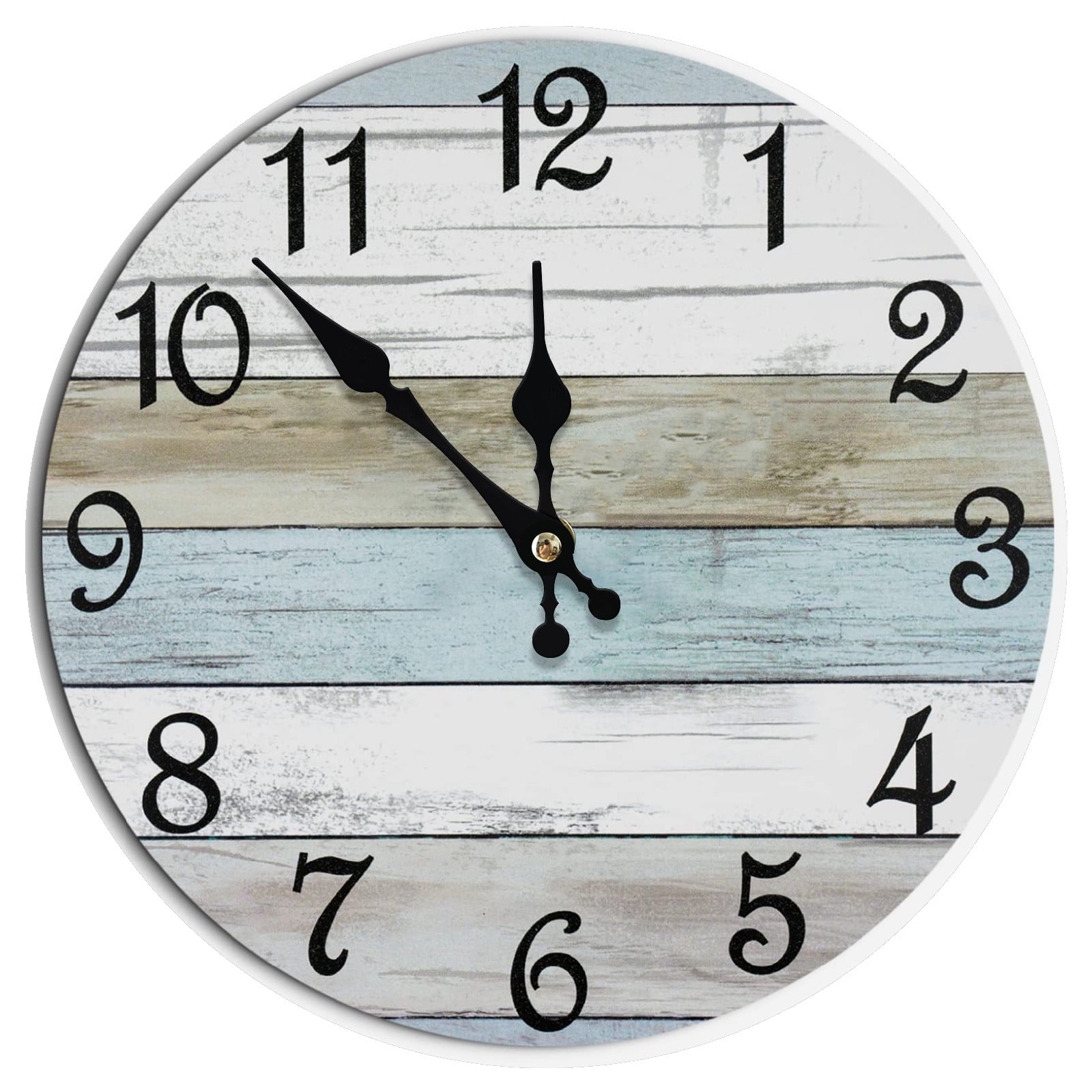 Wall Clock, Gray Silent Wall Clocks Battery Operated Non Ticking, Vintage Rustic Coutry Style Clock Decorative for Kitchen, Bathroom, Living Room, Bedroom(10 In) 1-Blue Rustic Coastal Country