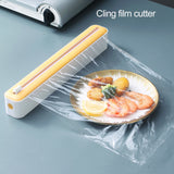 Cling Wrap Cutter - Magnetic Back Design - Two-Way Slider - Plastic Wrap Cutting - Fridge Mounted - Saran Wrap Organizer - Kitchen Tool Black