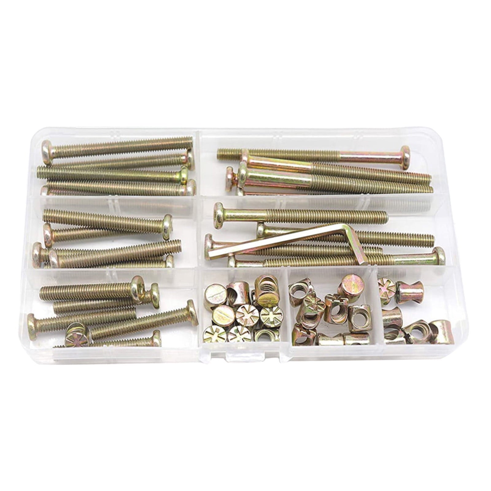BINGLI Plated Screws and Screws Replacement Parts Furniture Socket Head Screws for Furniture Cots Beds Crib Nut Assortment Sets for Bed Frame,Furniture,Chairs and Cabinets One Size Gold