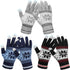 3 Pairs Touch Screen Gloves with Snow Flower Pattern, Warm Knit Winter Gloves Christmas Gifts Stocking Stuffers for Women Gray Blue White