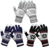 3 Pairs Touch Screen Gloves with Snow Flower Pattern, Warm Knit Winter Gloves Christmas Gifts Stocking Stuffers for Women Gray Navy Blue Black