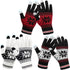 3 Pairs Touch Screen Gloves with Snow Flower Pattern, Warm Knit Winter Gloves Christmas Gifts Stocking Stuffers for Women White Red Black