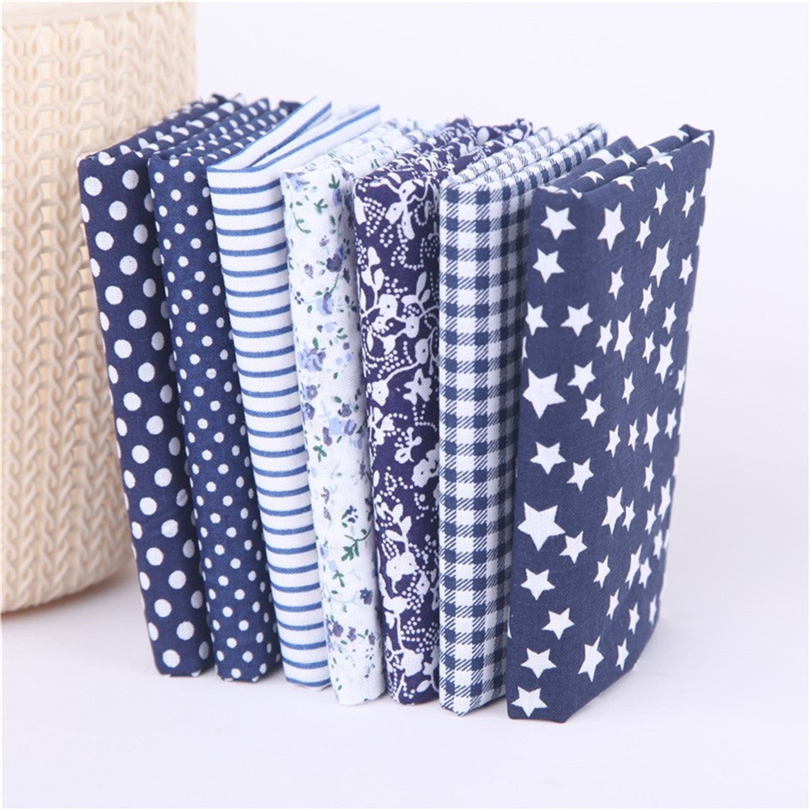 Tdoenbutw clearance Cotton Crafts Fabric Bundle Patchwork Squares Quilting Sewing Patchwork DIY 7PCS 7PC DIY Fabric fall fabric squares clearance sale Z-blue1