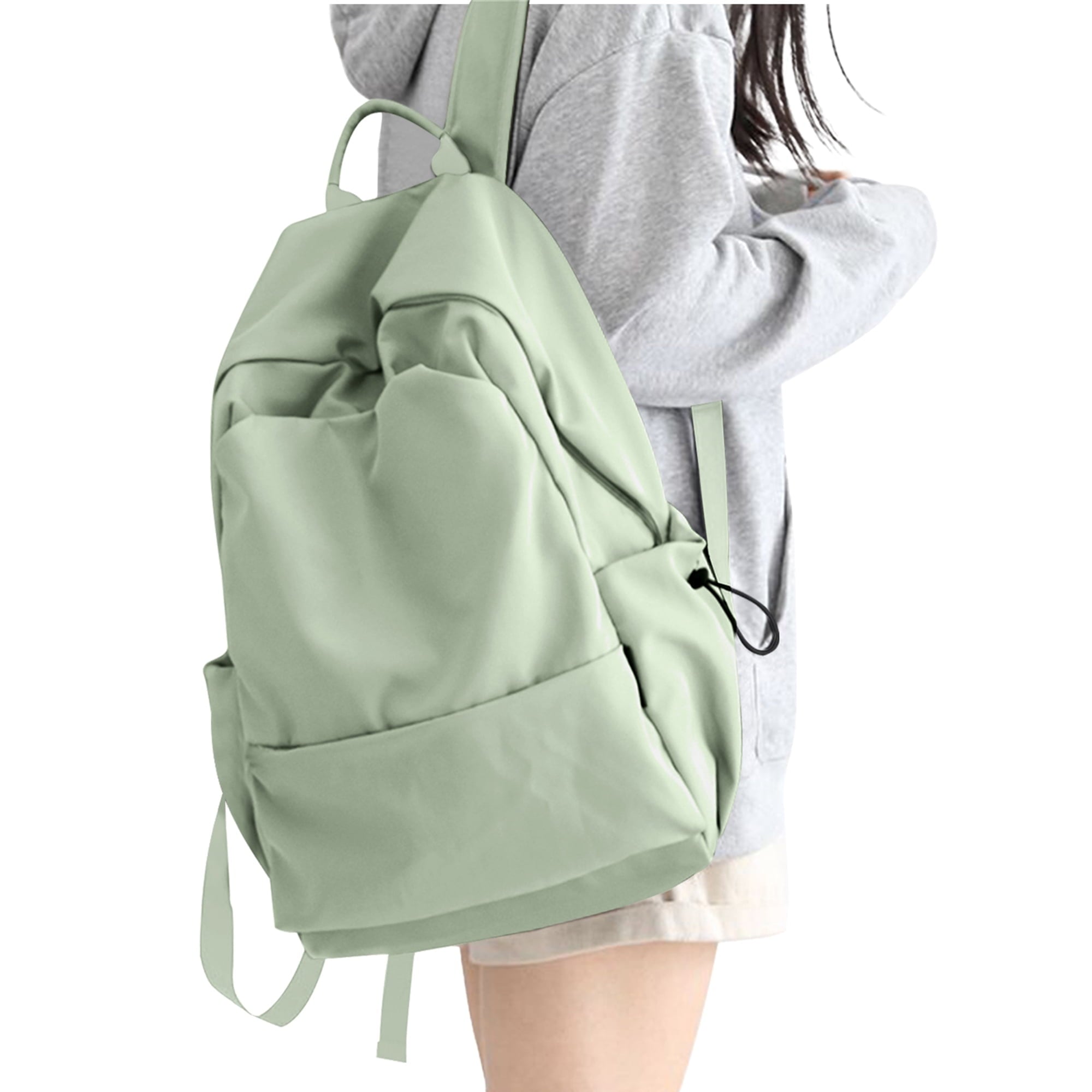 BJLFS Unisex Lightweight Water-Resistant Backpack, Black Light Green
