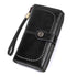 Leather Wallet Women Rfid Blocking Large Capacity, Zip Around Long Wallet - Pu Phone Clutch Purse, Trifold Ladies Wallets Coins Zipper Pocket with Id Window, Card Holder Wristlet Black