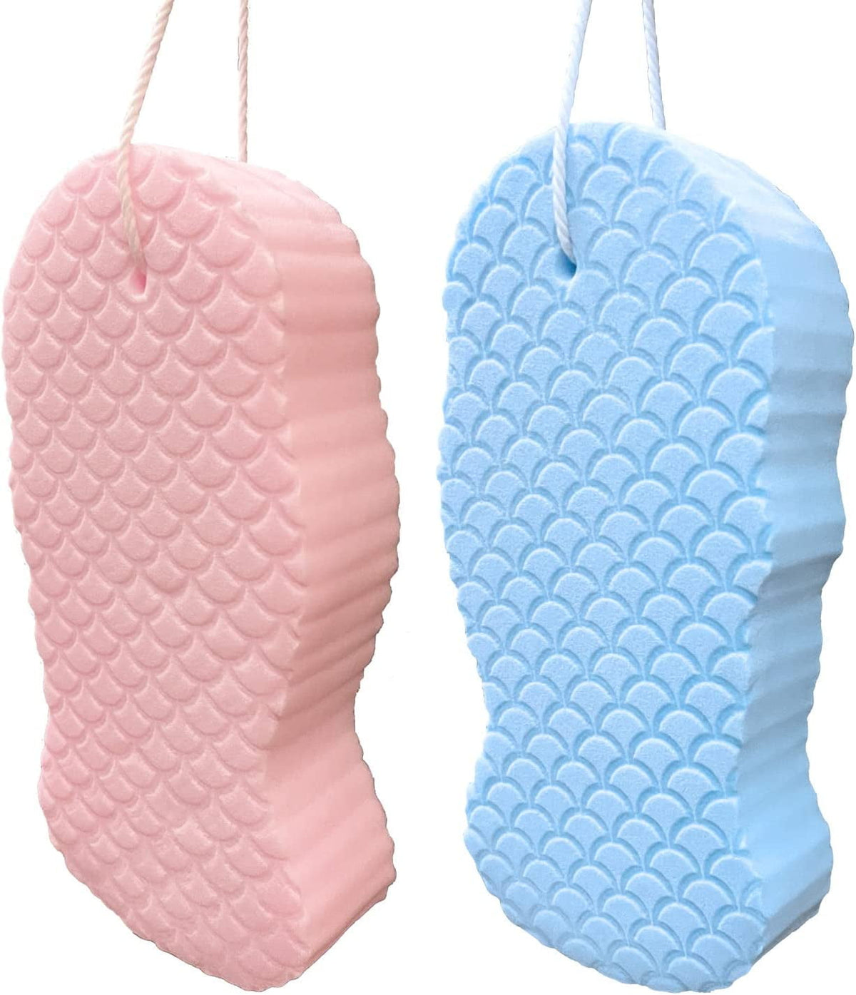 2 Pcs Exfoliating Bath Sponge, Soft Spa Scrub Sponges for Shower, Dead Skin Remover for Body for Adult Baby Blue