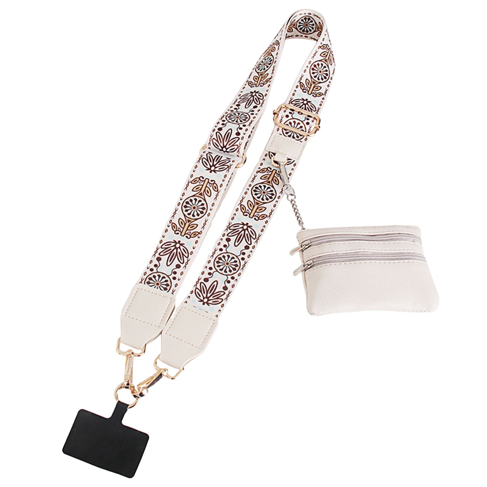 Clip and Go Phone Strap with Zipper Pouch,Crossbody Adjustable Chain Lanyard with PU Leather Wallet for All Phones A