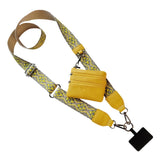 Clip and Go Phone Strap with Zipper Pouch,Crossbody Adjustable Chain Lanyard with PU Leather Wallet for All Phones Yellow