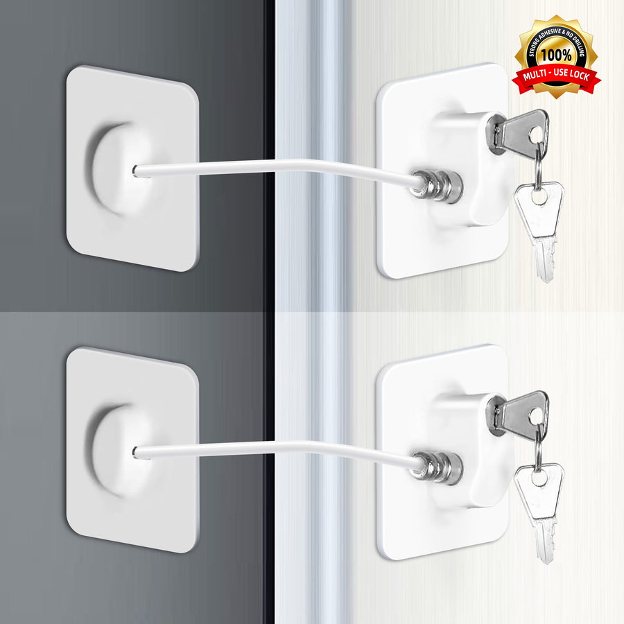 Baby Proofing, Refrigerator lock, Baby Safety Locks for Cabinets, Cabinet Locks for Babies, No Drilling Child Safety Cabinet Locks for Latching to Drawer Door Fridge Oven Toilet Seat White