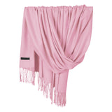 Delayuji Pashmina Scarf for Women Scarf for Women Women Pashmina Scarf Soft Solid Plain Shawl Wrap Fashion Warm Neck with Fringes A Red A Pink