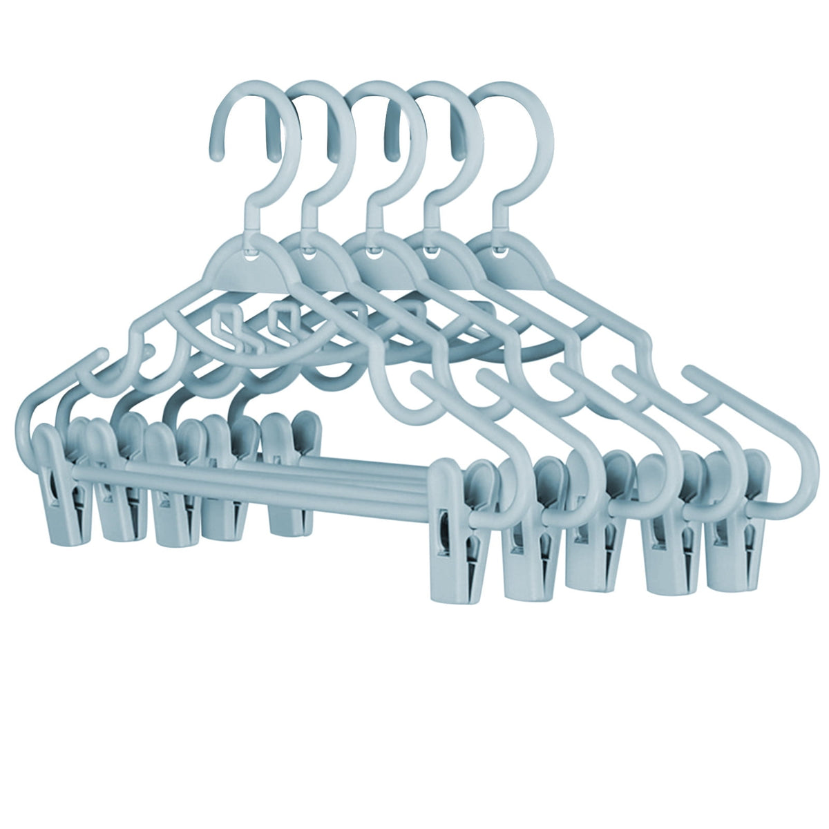 JSCDRPDWL Plastic Pants Hangers with Clips 5 Pack Heavy Duty Skirt Hangers Swivel Hook and Notches Space Saving Acrylic Clip Hangers for Pants Suitable for All Clothing Blue