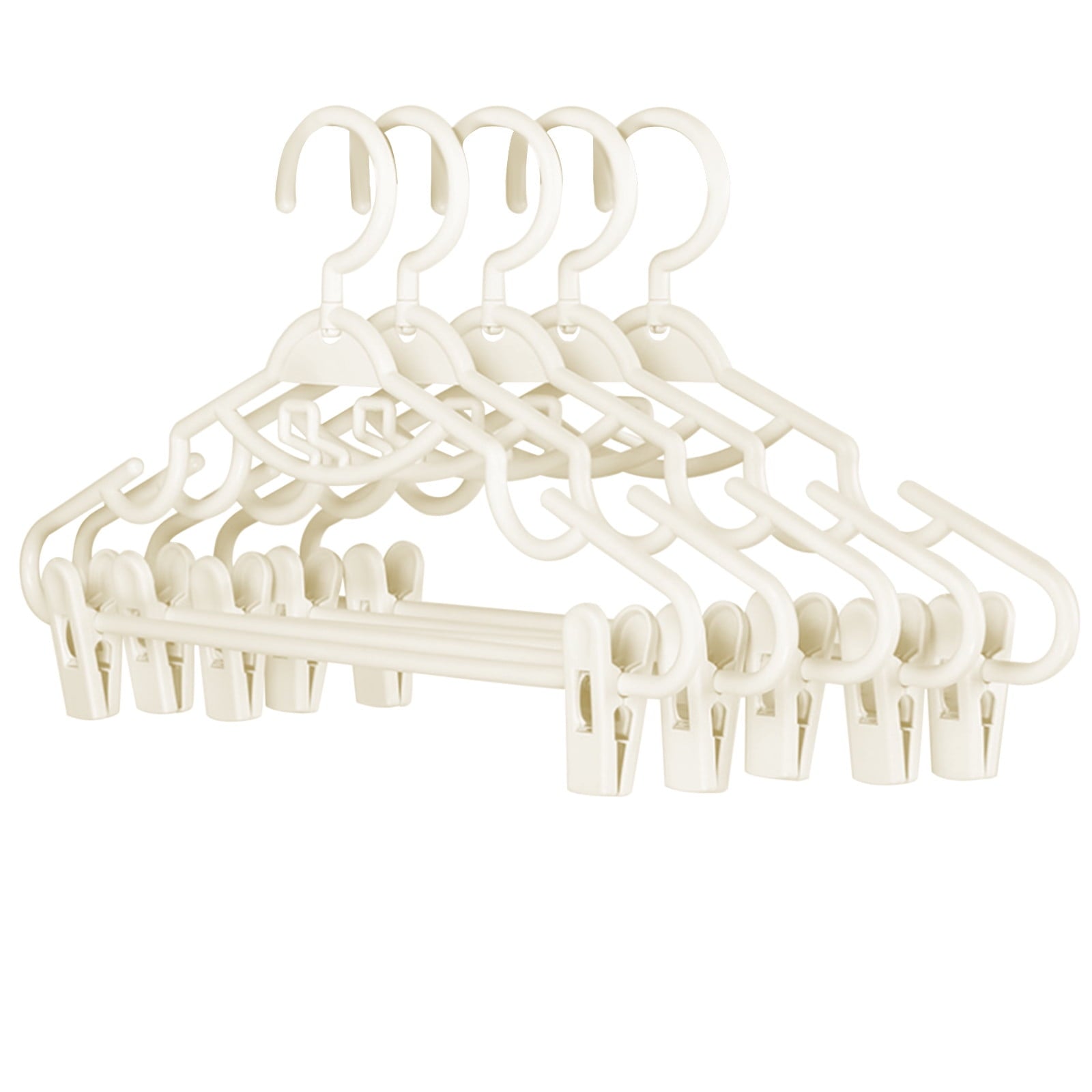 JSCDRPDWL Plastic Pants Hangers with Clips 5 Pack Heavy Duty Skirt Hangers Swivel Hook and Notches Space Saving Acrylic Clip Hangers for Pants Suitable for All Clothing White