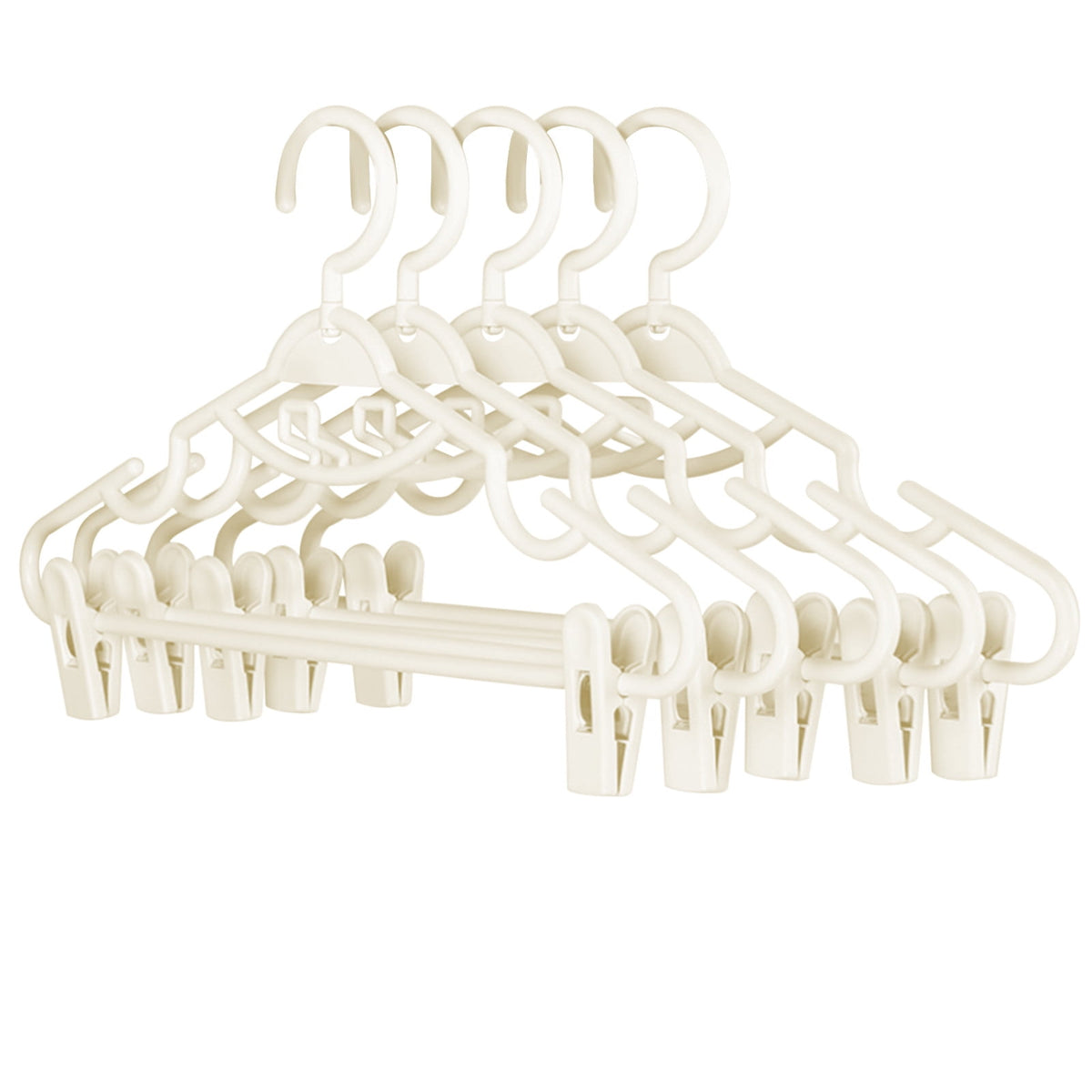 JSCDRPDWL Plastic Pants Hangers with Clips 5 Pack Heavy Duty Skirt Hangers Swivel Hook and Notches Space Saving Acrylic Clip Hangers for Pants Suitable for All Clothing White