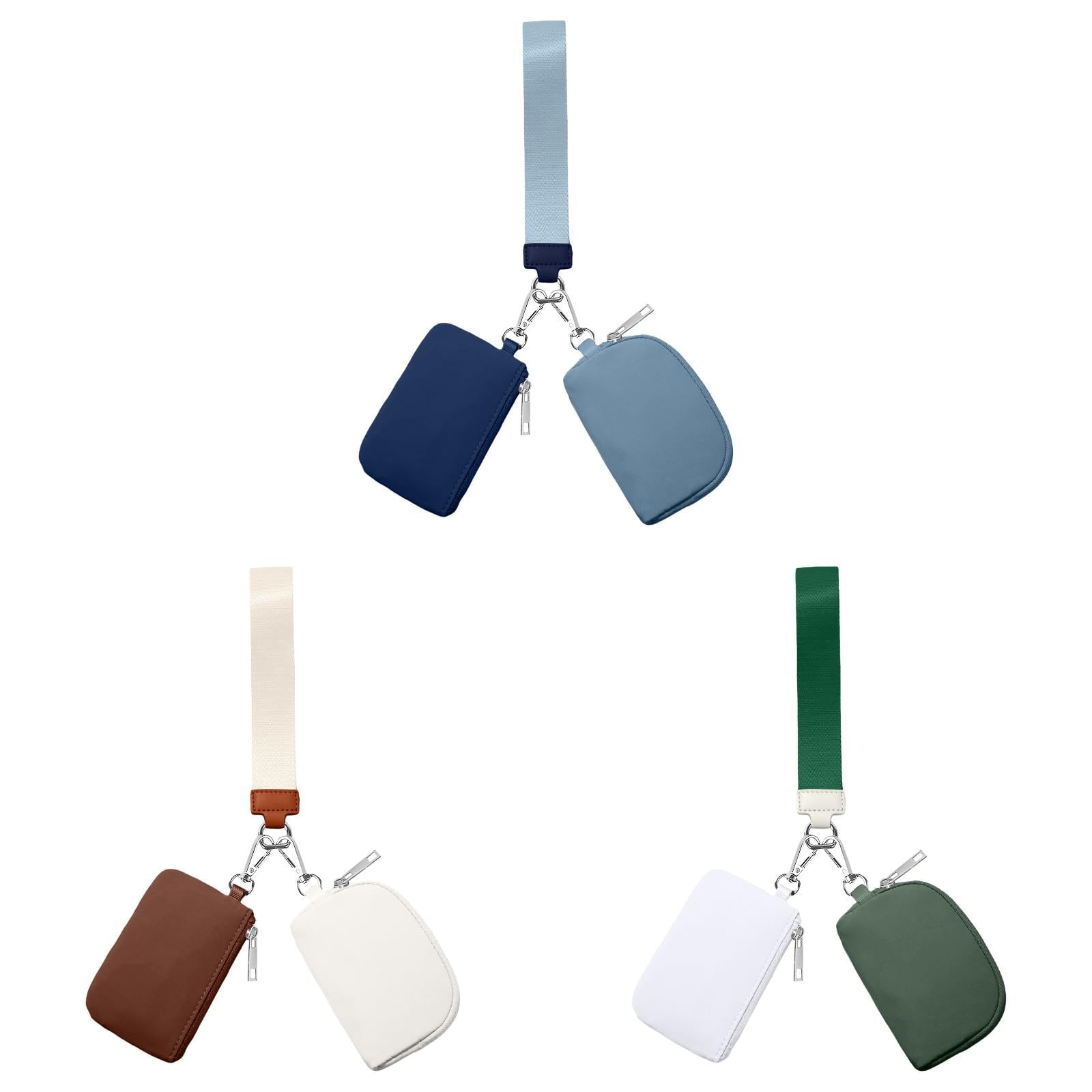 3/2/1PCS Keychain Wallet Mini Zip Around Wristlet Wallets For Women Detachable Dual Pouch Wristlet Portable Coin Purse Small Wallets For Travel Sports Outdoors Blue 1PCS & Dark Green 1PCS & Brown 1PCS