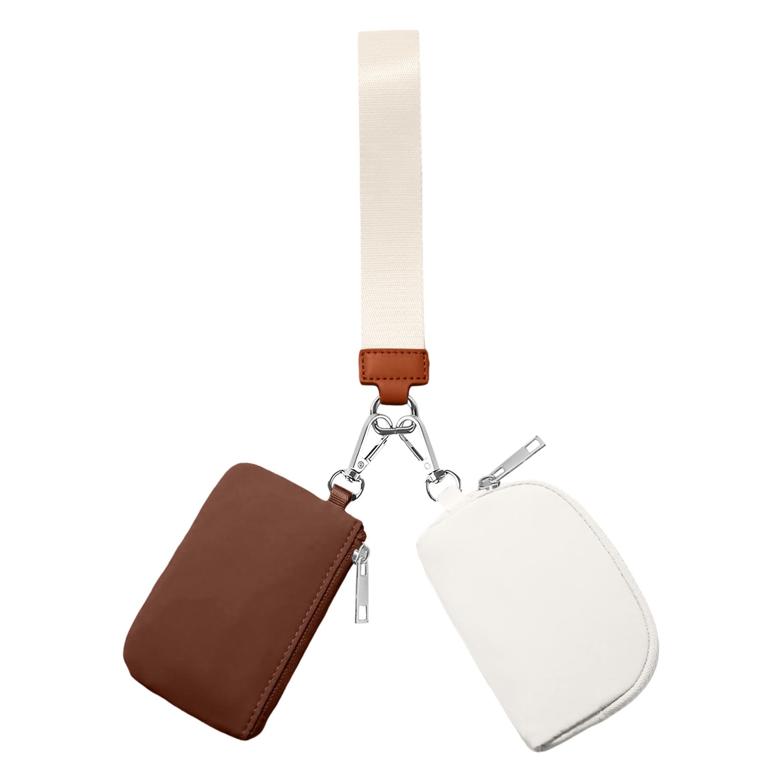 3/2/1PCS Keychain Wallet Mini Zip Around Wristlet Wallets For Women Detachable Dual Pouch Wristlet Portable Coin Purse Small Wallets For Travel Sports Outdoors Brown