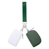 3/2/1PCS Keychain Wallet Mini Zip Around Wristlet Wallets For Women Detachable Dual Pouch Wristlet Portable Coin Purse Small Wallets For Travel Sports Outdoors Dark Green
