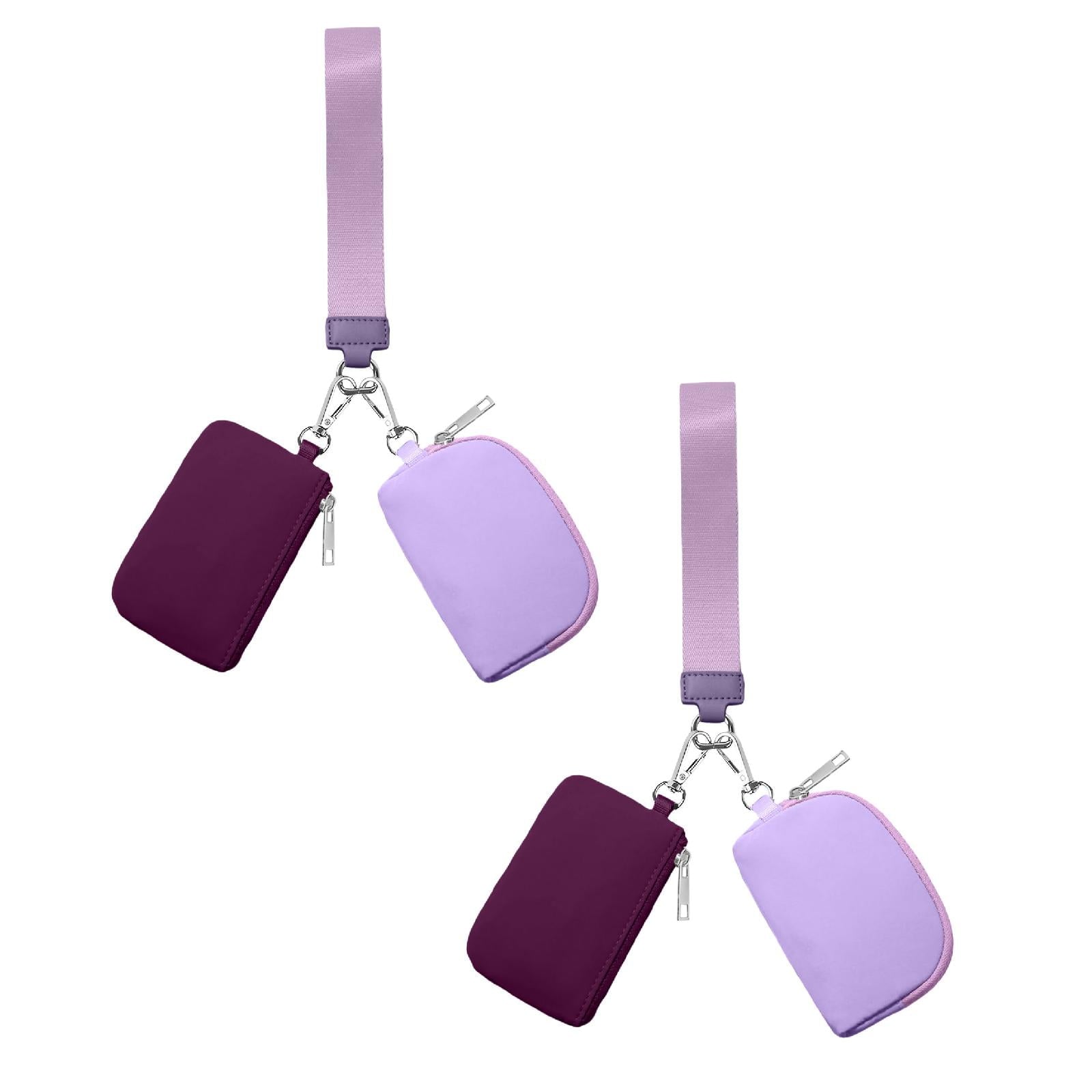 3/2/1PCS Keychain Wallet Mini Zip Around Wristlet Wallets For Women Detachable Dual Pouch Wristlet Portable Coin Purse Small Wallets For Travel Sports Outdoors Purple 2PCS