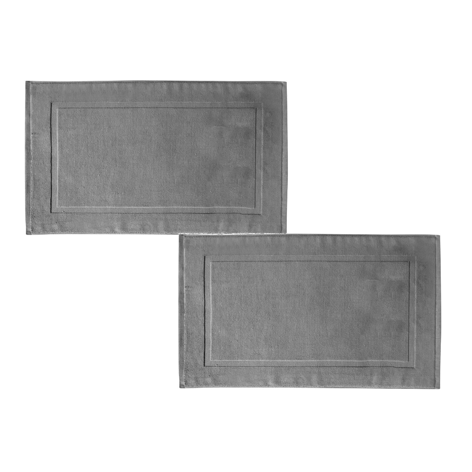 2PCS White Cotton Classic Rug Bath Mats Absorbent Cotton Hotel Spa Shower Bathtub Mats [Not A Bathroom Rug] Machine Washable Shower Bathroom Floor Towel A 2PCS
