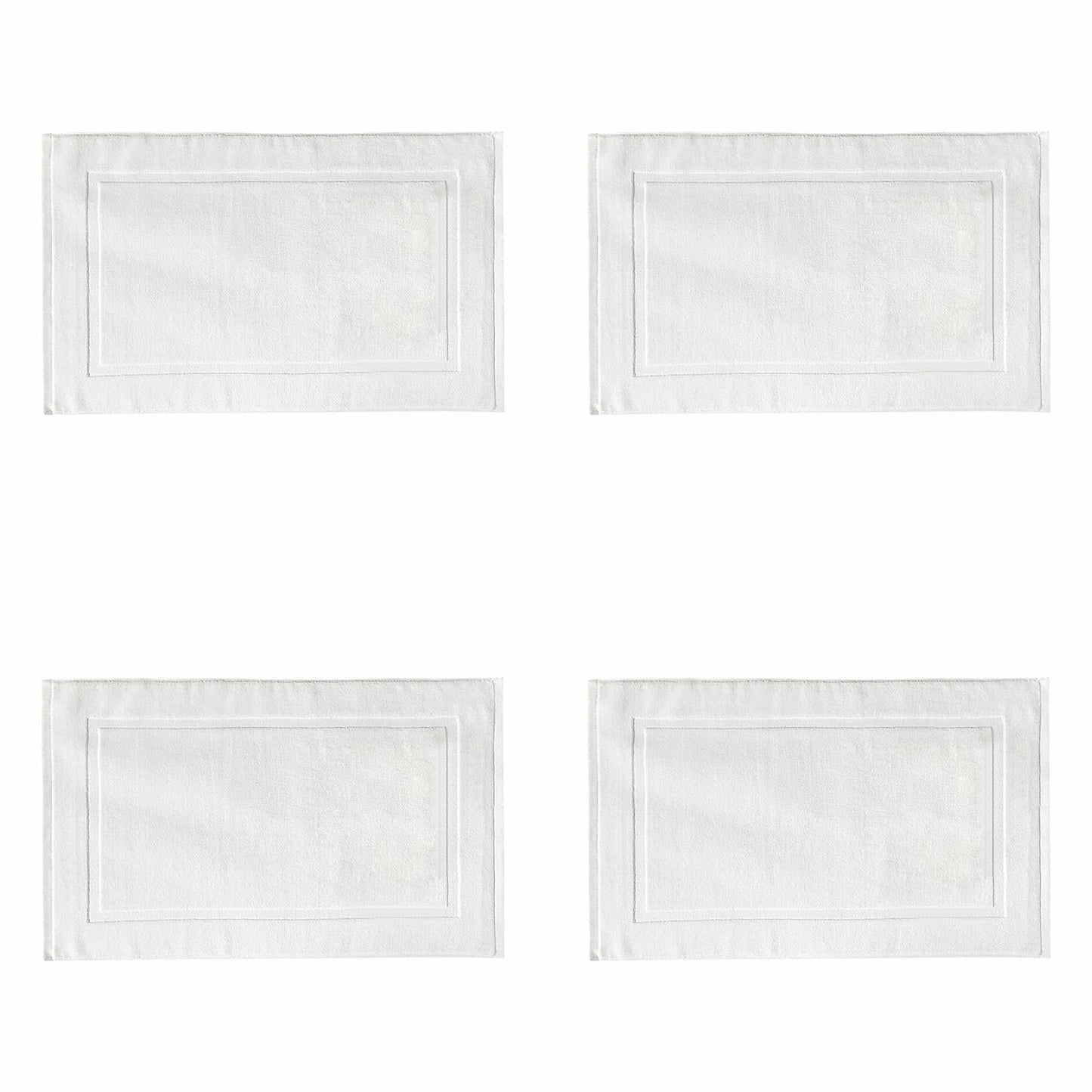 2PCS White Cotton Classic Rug Bath Mats Absorbent Cotton Hotel Spa Shower Bathtub Mats [Not A Bathroom Rug] Machine Washable Shower Bathroom Floor Towel A-White 4PCS