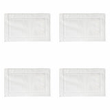 2PCS White Cotton Classic Rug Bath Mats Absorbent Cotton Hotel Spa Shower Bathtub Mats [Not A Bathroom Rug] Machine Washable Shower Bathroom Floor Towel A-White 4PCS