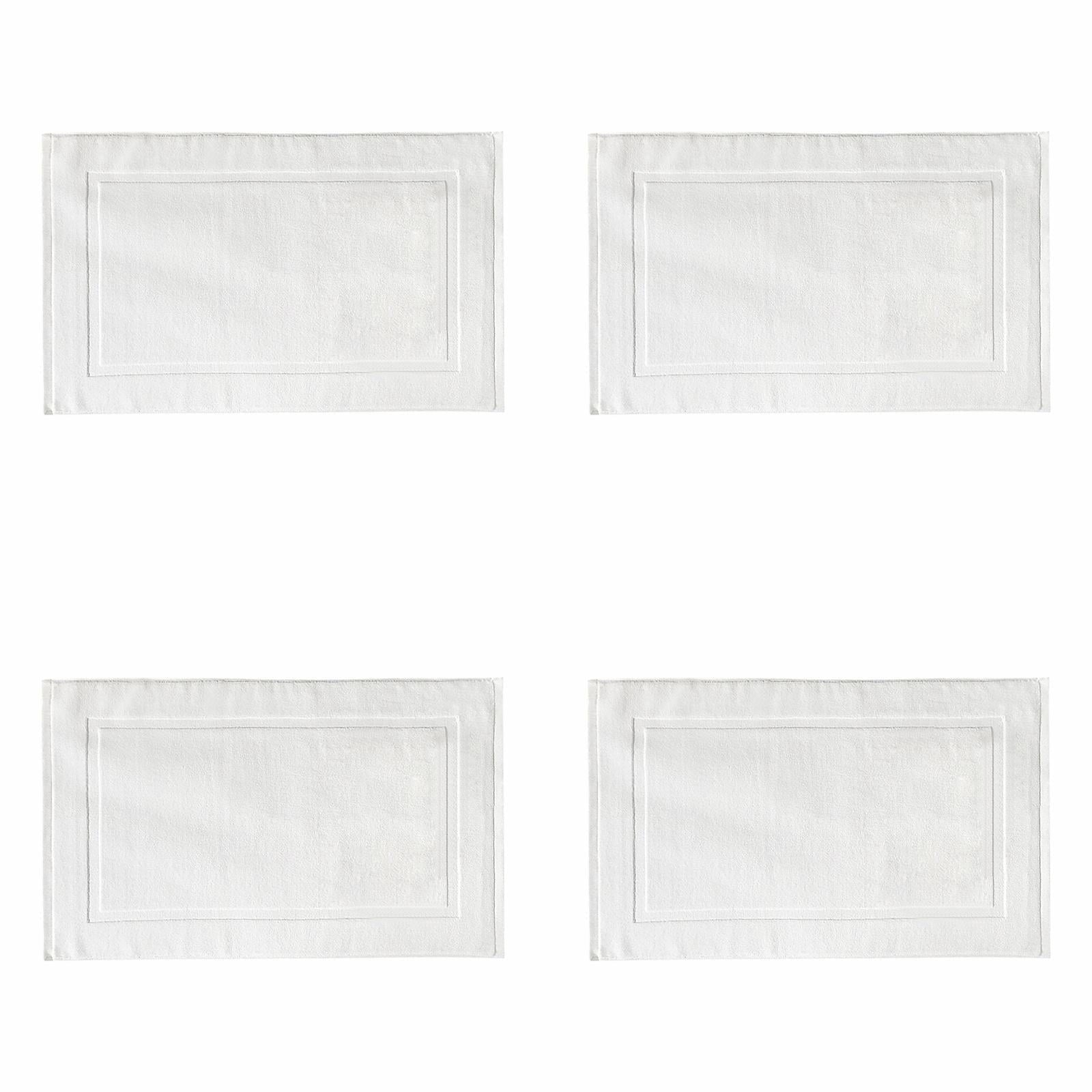 2PCS White Cotton Classic Rug Bath Mats Absorbent Cotton Hotel Spa Shower Bathtub Mats [Not A Bathroom Rug] Machine Washable Shower Bathroom Floor Towel A-White 4PCS