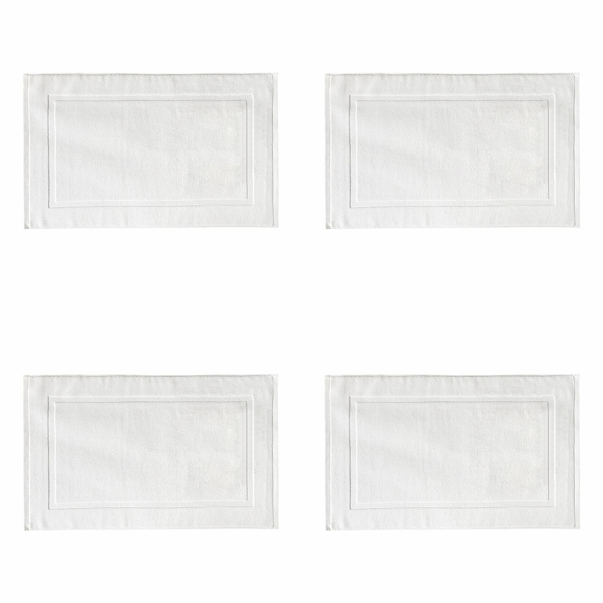 2PCS White Cotton Classic Rug Bath Mats Absorbent Cotton Hotel Spa Shower Bathtub Mats [Not A Bathroom Rug] Machine Washable Shower Bathroom Floor Towel A-White 4PCS