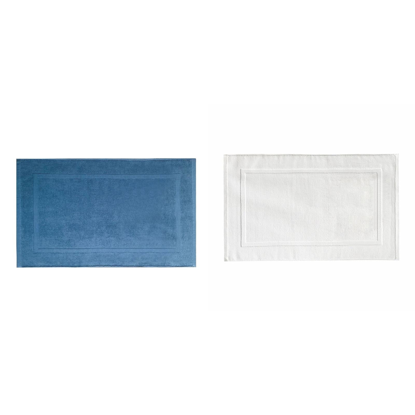 2PCS White Cotton Classic Rug Bath Mats Absorbent Cotton Hotel Spa Shower Bathtub Mats [Not A Bathroom Rug] Machine Washable Shower Bathroom Floor Towel C 1PCS & White 1PCS