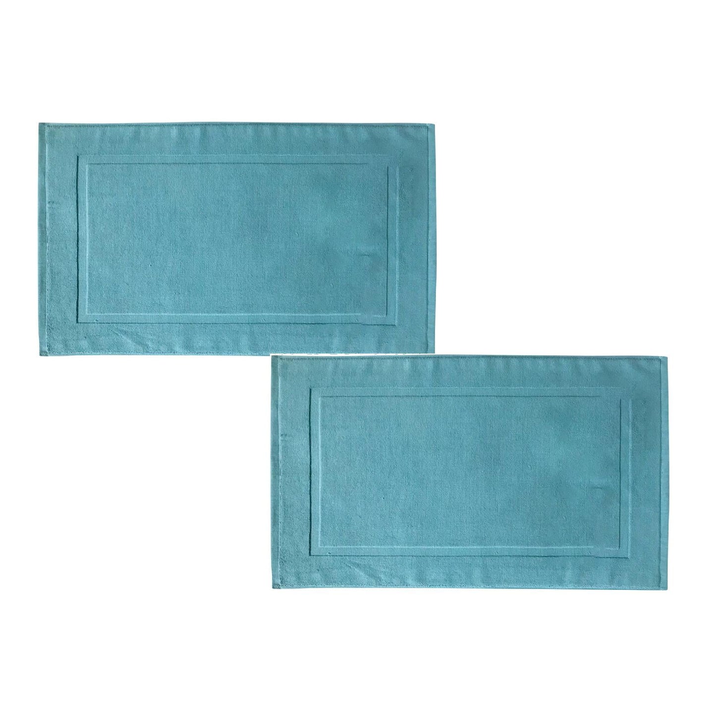 2PCS White Cotton Classic Rug Bath Mats Absorbent Cotton Hotel Spa Shower Bathtub Mats [Not A Bathroom Rug] Machine Washable Shower Bathroom Floor Towel White