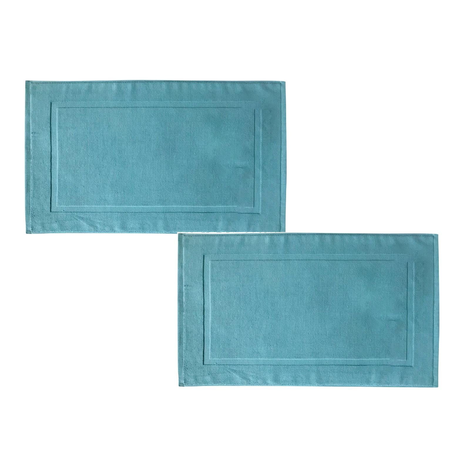 2PCS White Cotton Classic Rug Bath Mats Absorbent Cotton Hotel Spa Shower Bathtub Mats [Not A Bathroom Rug] Machine Washable Shower Bathroom Floor Towel White