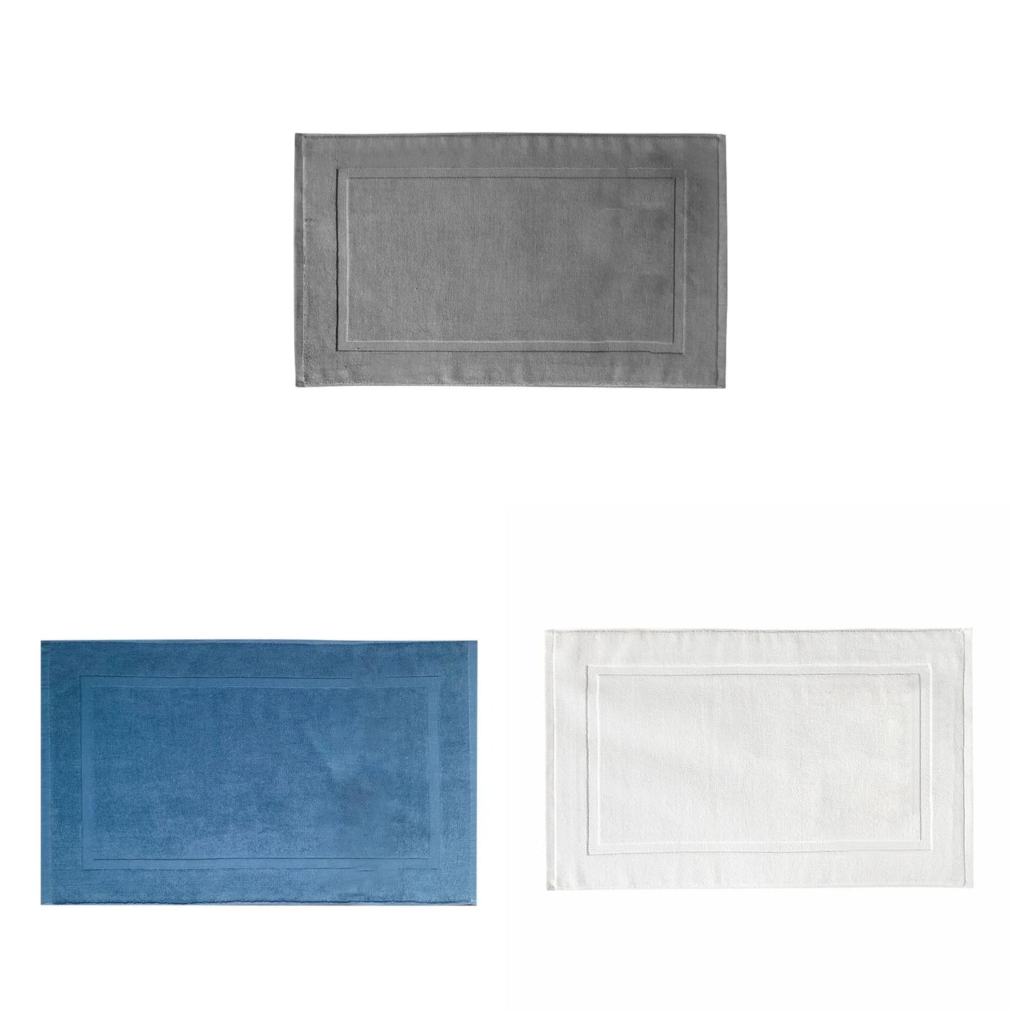 2PCS White Cotton Classic Rug Bath Mats Absorbent Cotton Hotel Spa Shower Bathtub Mats [Not A Bathroom Rug] Machine Washable Shower Bathroom Floor Towel White 1PCS & A 1PCS & C 1PCS