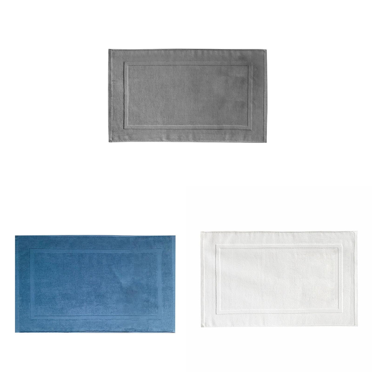 2PCS White Cotton Classic Rug Bath Mats Absorbent Cotton Hotel Spa Shower Bathtub Mats [Not A Bathroom Rug] Machine Washable Shower Bathroom Floor Towel White 1PCS & A 1PCS & C 1PCS
