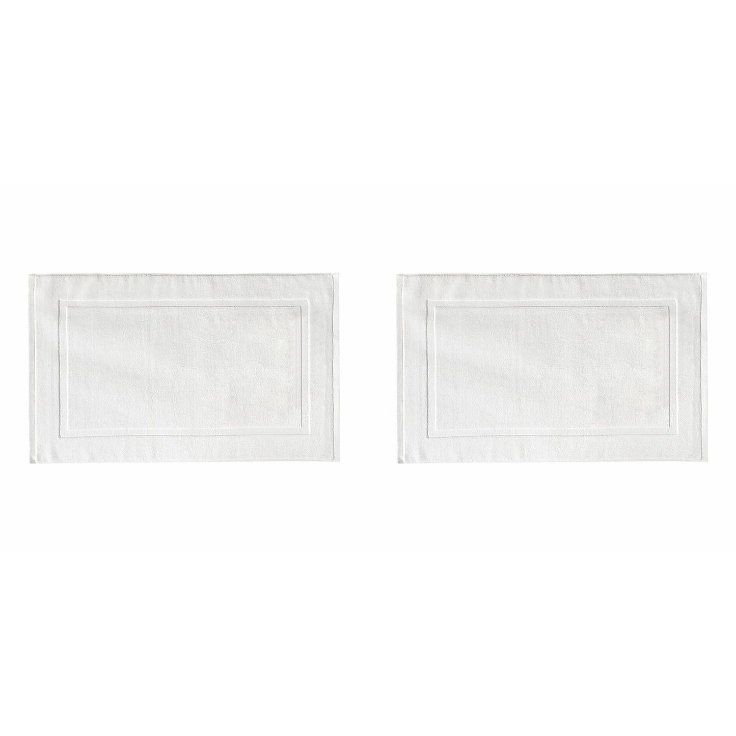 2PCS White Cotton Classic Rug Bath Mats Absorbent Cotton Hotel Spa Shower Bathtub Mats [Not A Bathroom Rug] Machine Washable Shower Bathroom Floor Towel White 2PCS