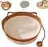 Cat Bed Rope Cotton, Cotton Rope Woven Round Cat Beds Basket with Built-in Teasing Ball, Handwoven Foldable Scratchable for Small & Large pet Brown（M）