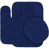 Gorgeous Home Linen Bathroom 6 Modern Solid Print 3-Count Grey Polyester Bath Rugs, 18 x 28, Non-Slip Backing Navy Blue