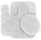 Gorgeous Home Linen Bathroom 6 Modern Solid Print 3-Count Grey Polyester Bath Rugs, 18 x 28, Non-Slip Backing White