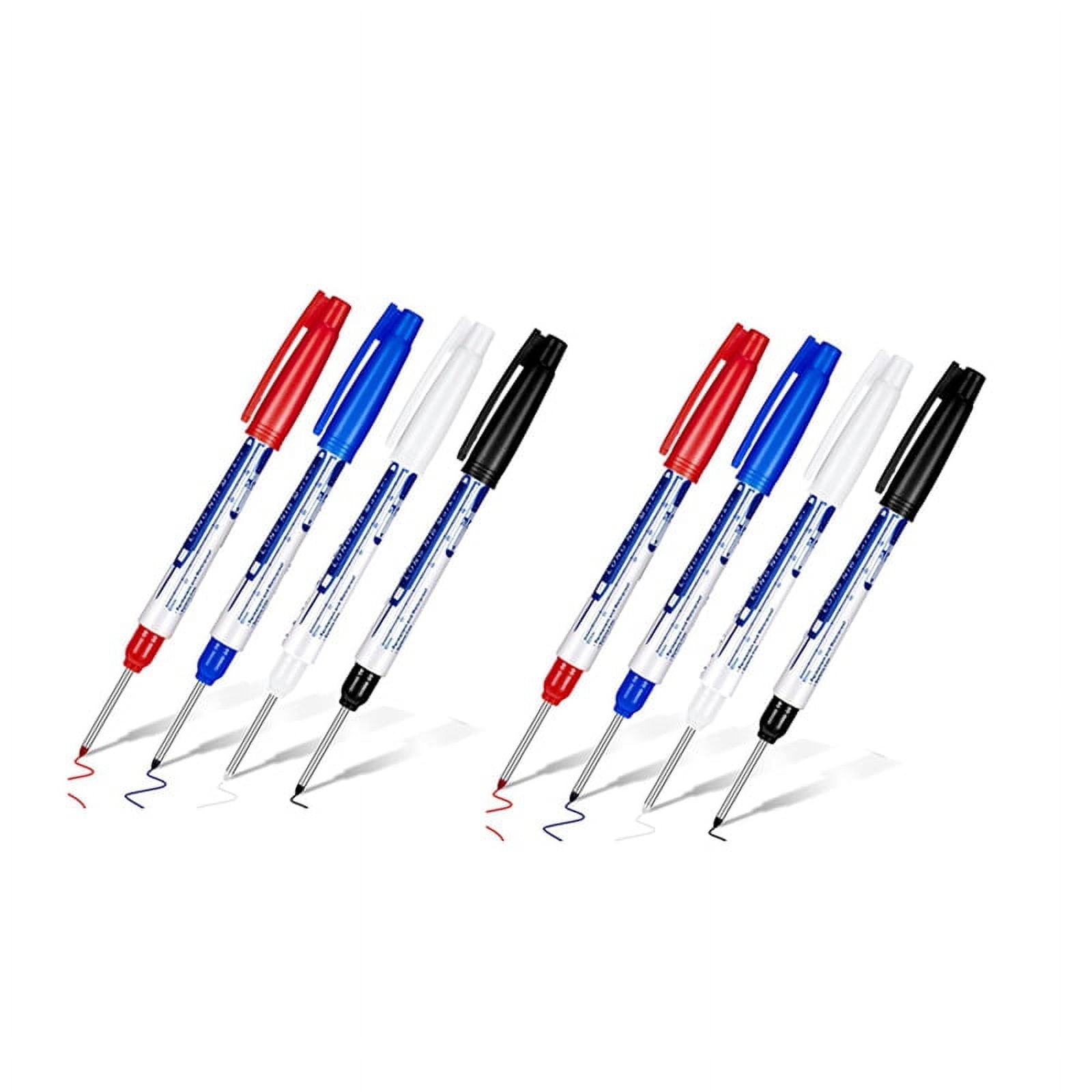 8 Pcs Deep Reach Markers Long Nose Marker Waterproof Deep Hole Marker 30 mm Reach Permanent Markers, 4 Colors
