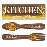 3 Pieces Sunflower Kitchen Decor Spring Decorations Blessed Thankful Wooden Hanging Sign Sunflower Gifts Wall Art Decor Farmhouse Summer Home Decor for Kitchen Brown